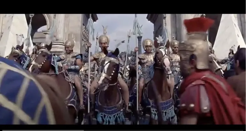 Costumes and other details in Cleopatra procession scene