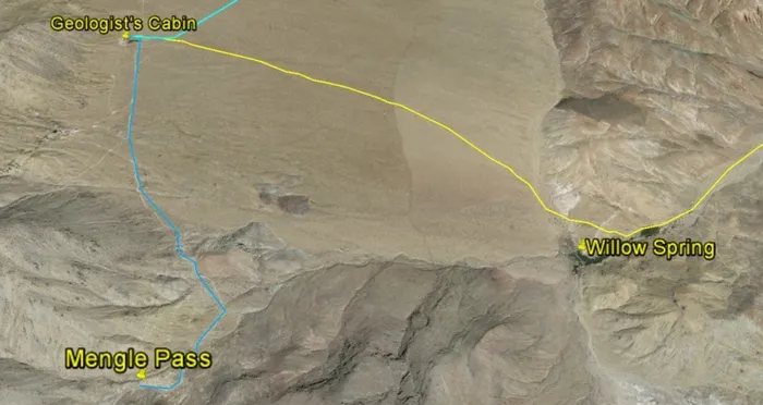 Death Valley Germans - Path from Geologist’s Cabin to Mengle Pass and return before heading to Willow Spring
